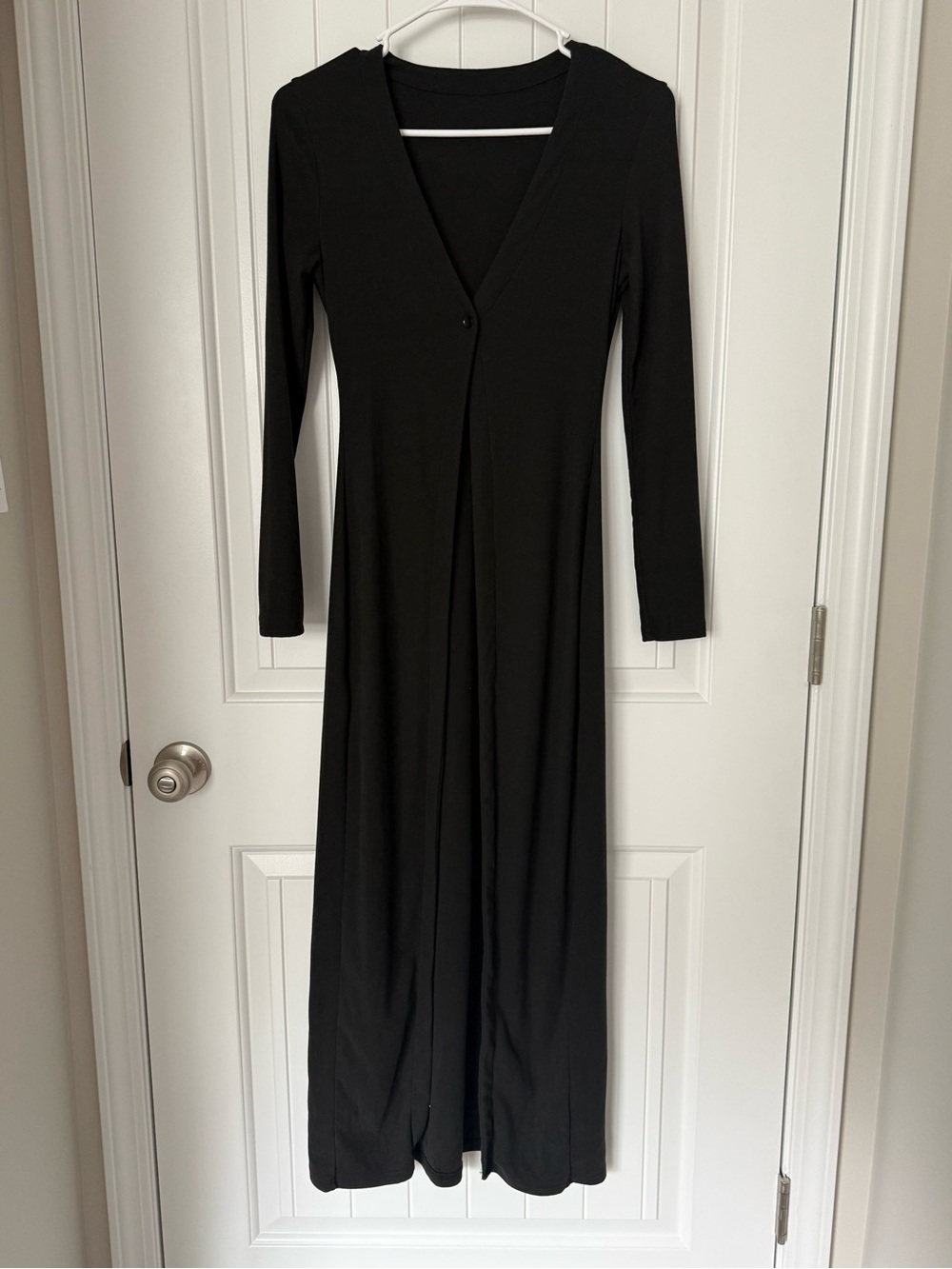 Black Long Sleeve Maxi Cardigan - Classic V-Neck